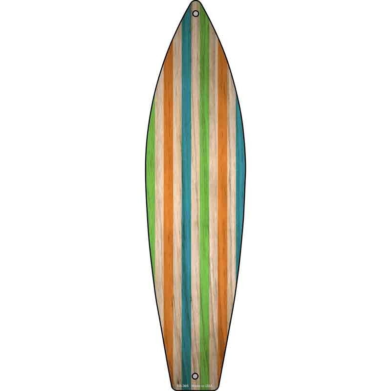 Blue Green And Orange Striped Metal Surf Board Sign 17″x4.5″ Home Door Garage