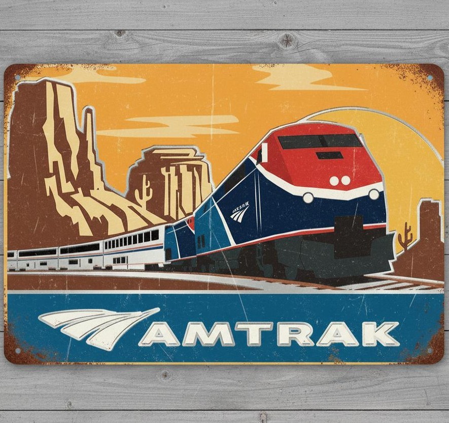 Amtrak Train 8 x 12 Vintage Novelty Metal Sign Made In USA New!