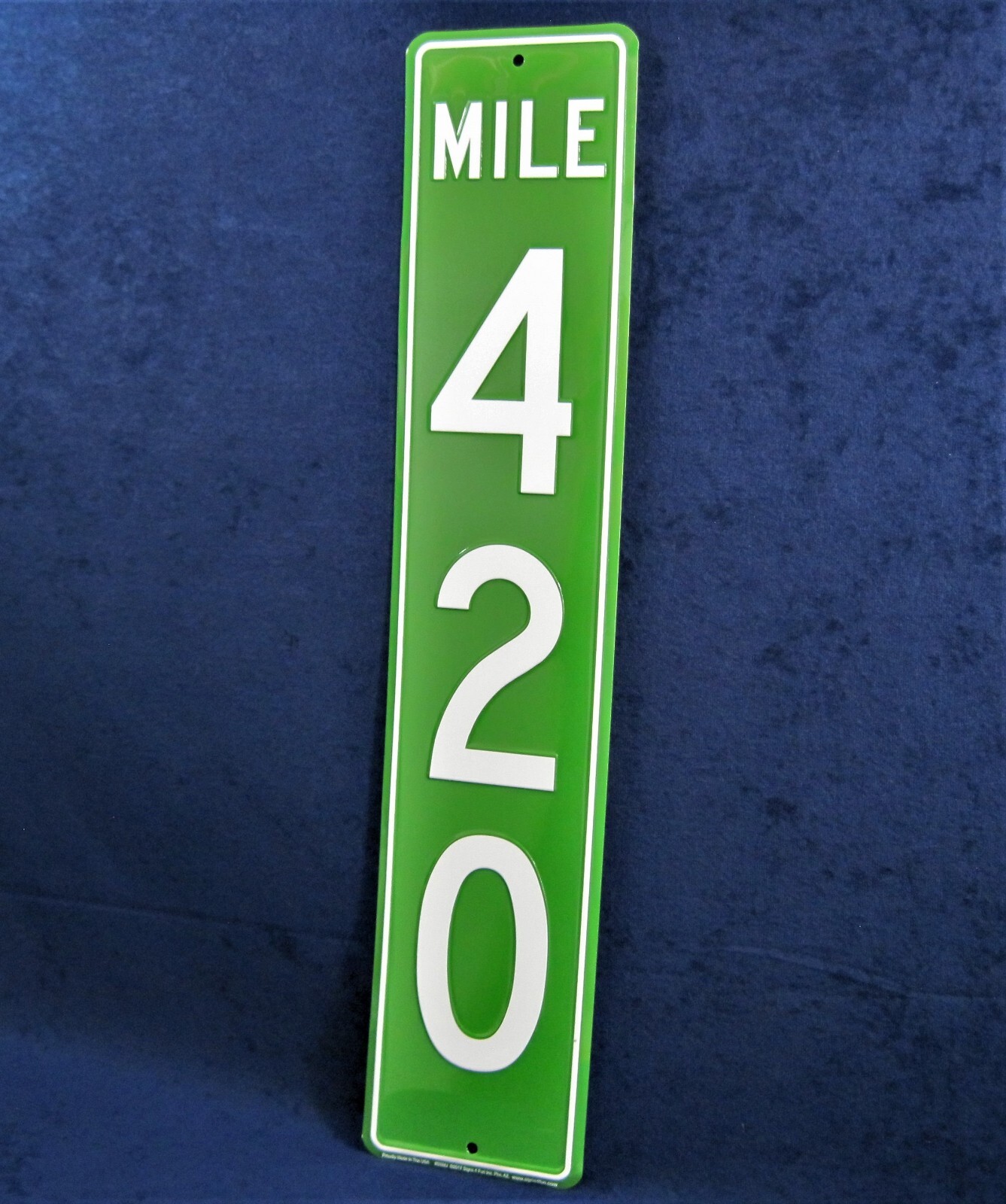 420 Mile Marker 24″ Tall Embossed Metal Sign ~ Garage Man Cave Bar ~ MADE in USA
