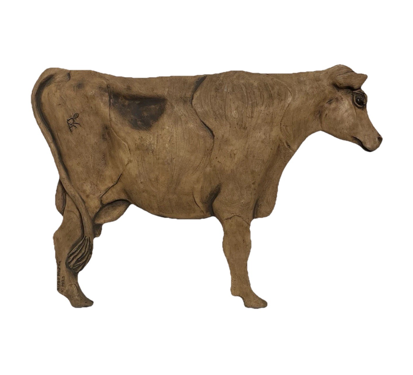 Alpha Rez Co. Cow Wall Plaque 1983 Wood Composite 3D Signed & Dated 13” Decor