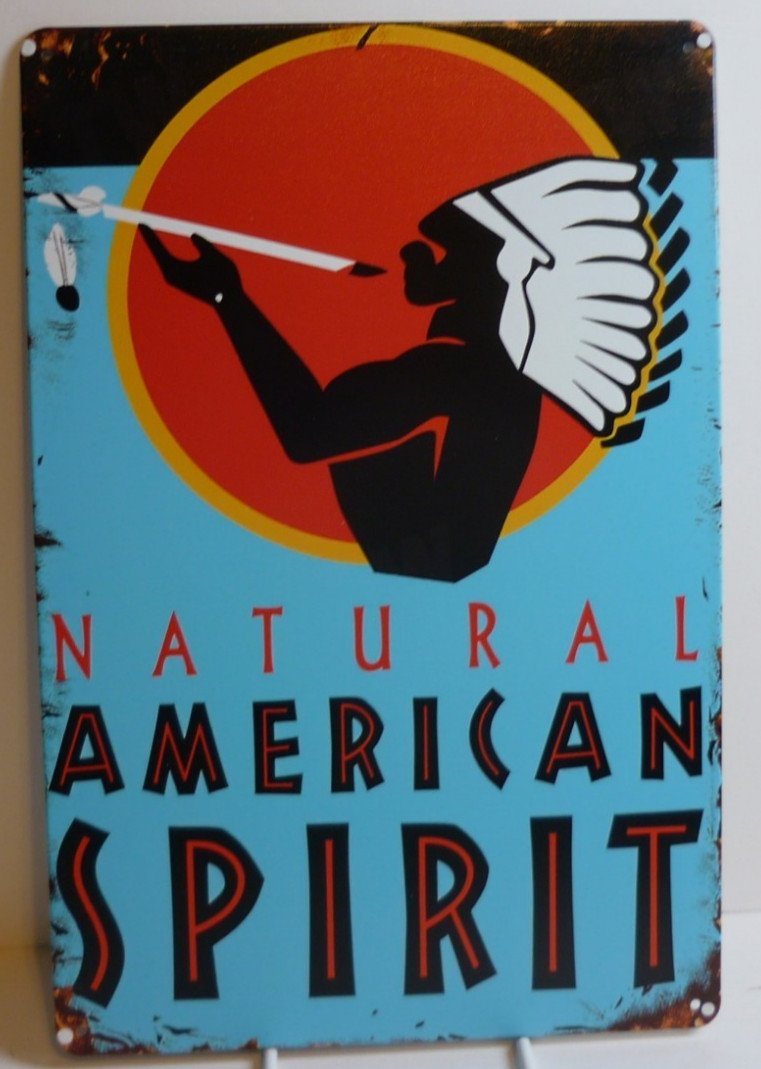 Natural American Spirit Metal Sign Native American Headdress Wall Art 12×8