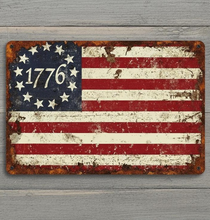 1776 American Flag 8 x 12 Vintage Novelty Metal Sign New!