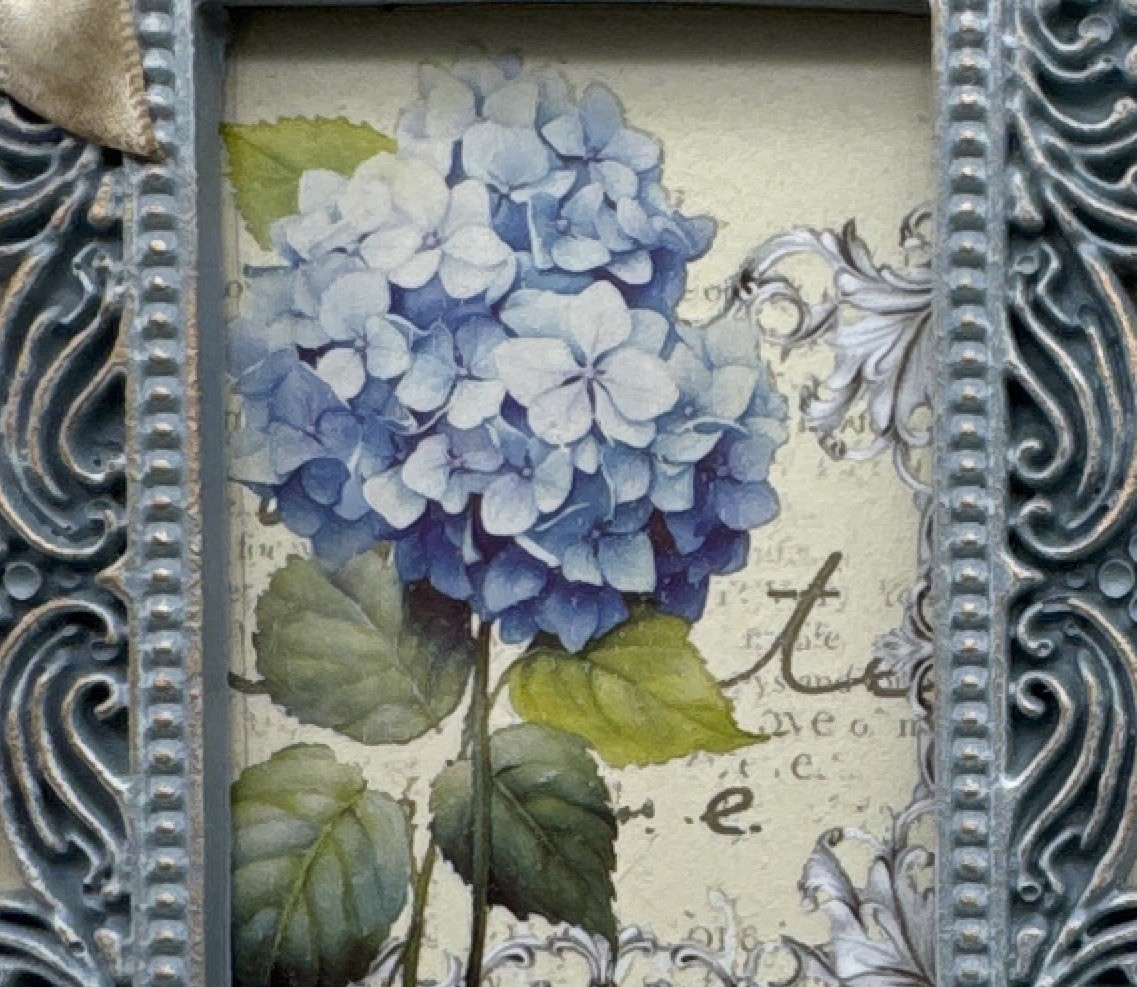 Blue Hydrangea Double Frame Wall Decor French Country Cottage Floral Art
