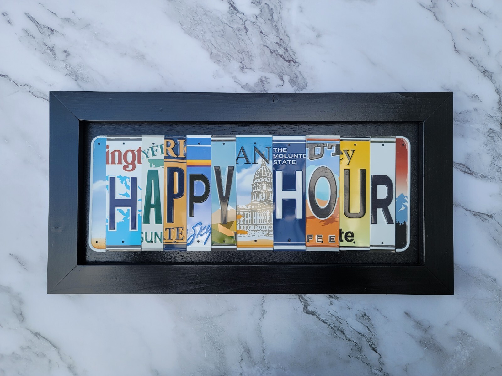 Happy Hour Unique Hand Crafted License Plate Sign Bar Pub Restaurant Decor Gift
