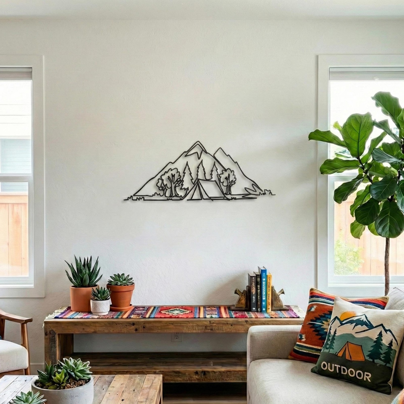 Nature Tree of Life Metal Wall Art – Mountain Forest Ocean Decor