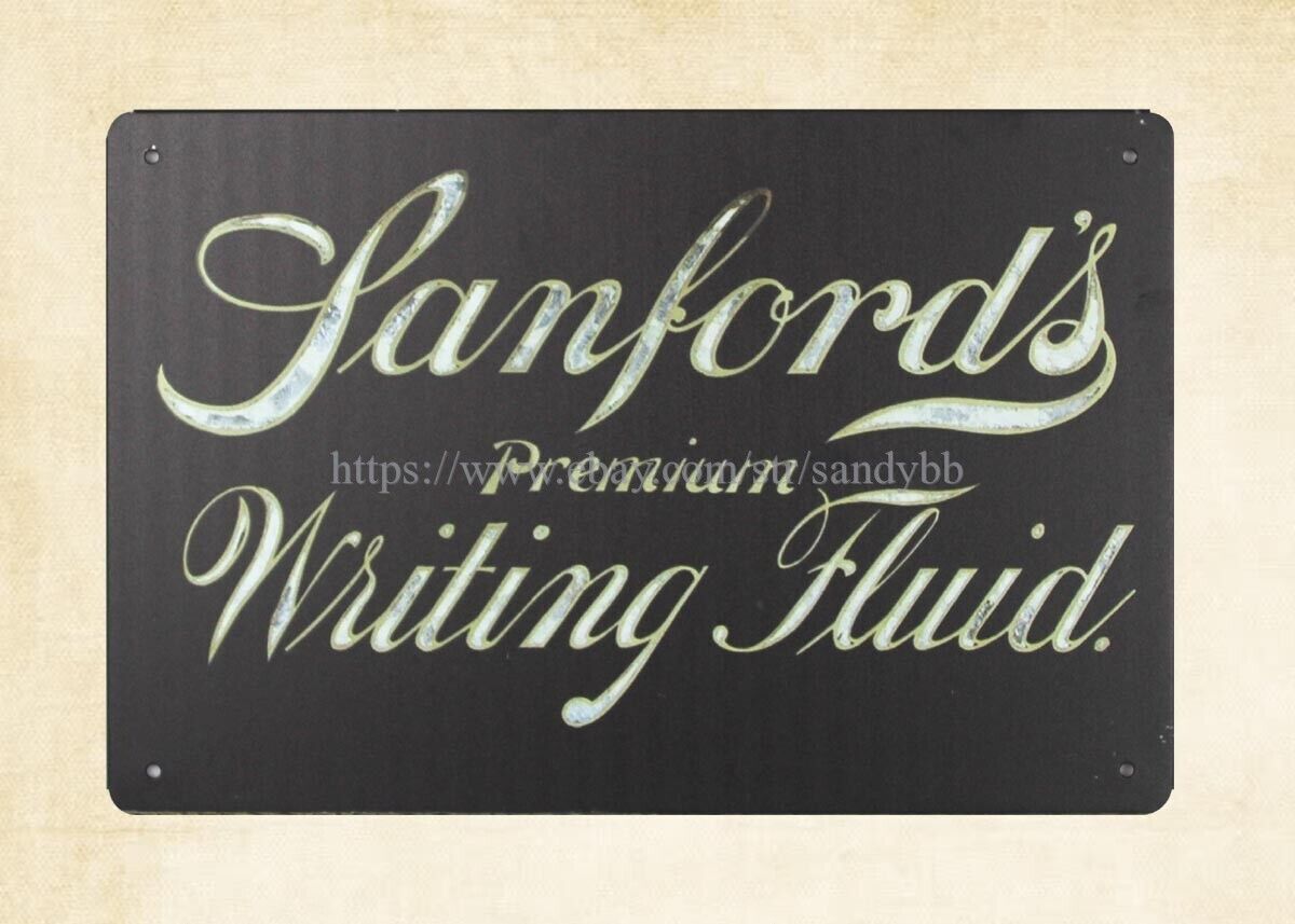 art prints online Sanford Writing Fluid Ink metal tin sign