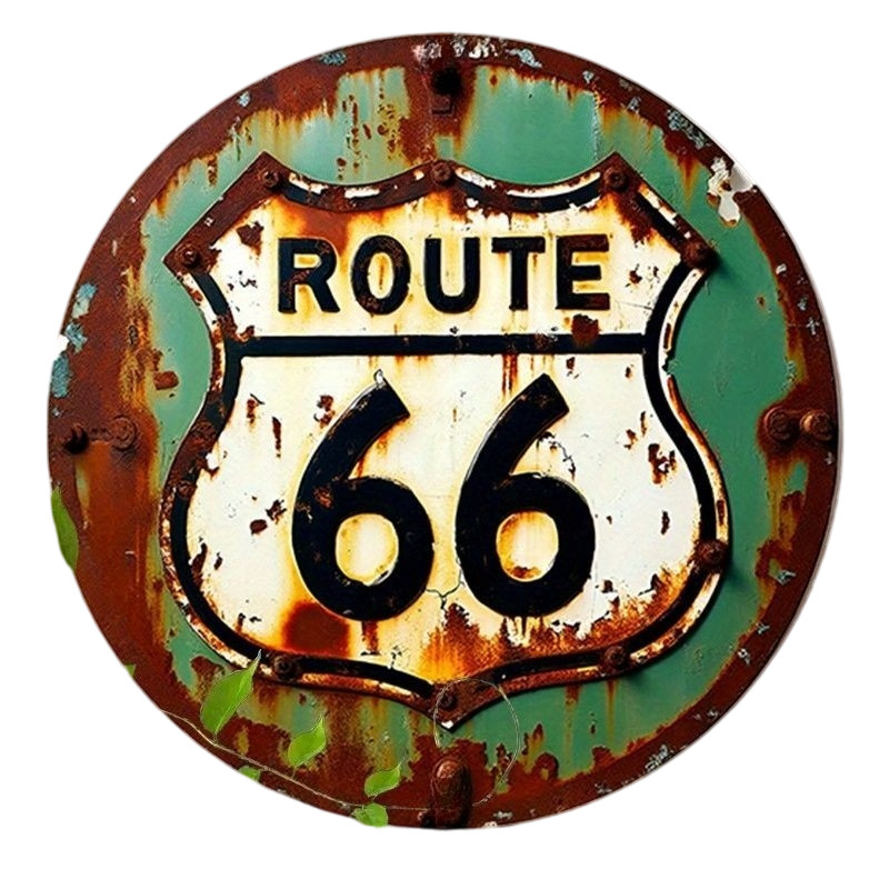 Route 66 Vintage Rusty Metal Sign Retro Tin Wall Decor for Garage Bar Man Cave