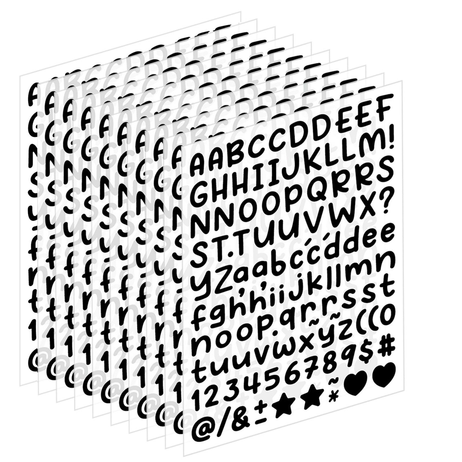 Letter & Number Stickers 10 Sheets Vinyl Self-Adhesive Small Alphabet Numbers
