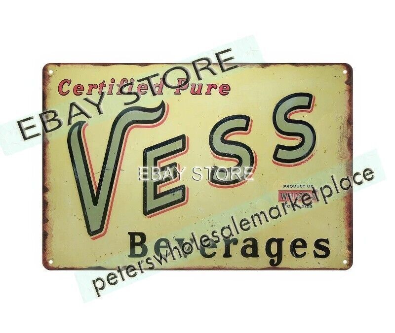 VESS BEVERAGES Soda Pop Crush Whistle Cola metal tin sign wall decor posters