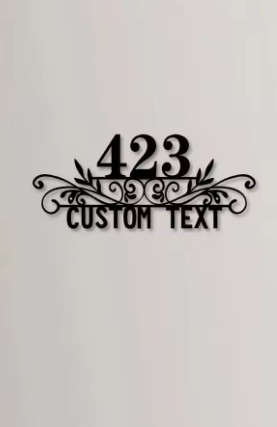 HOUSE SIGN ADDRESS SIGN BLACK POWDER COATED STEEL NUMBER STREET ADDRESS PLAQUE