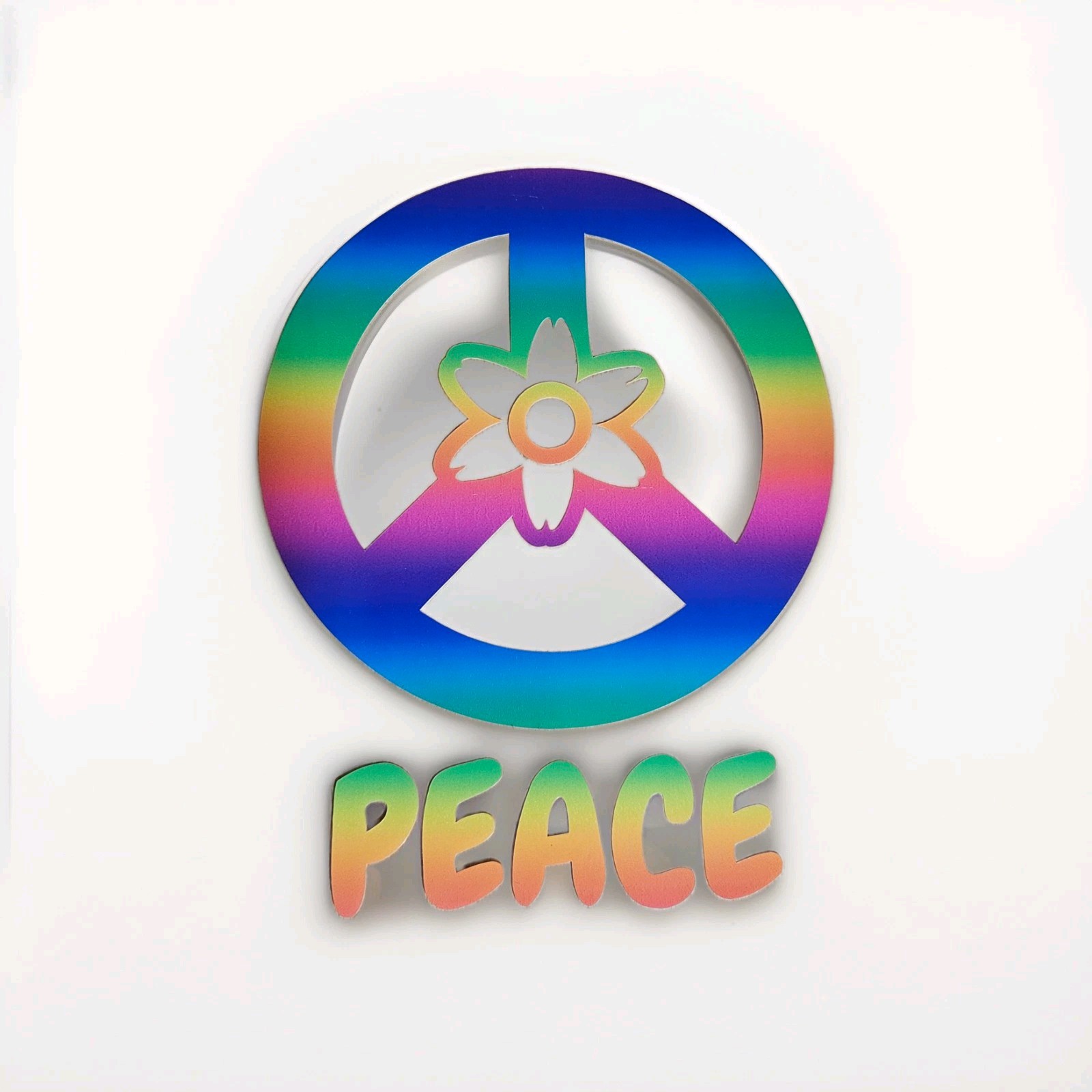 Peace Rainbow Symbol Wood Plaque, Multicolor Vertical Rectangle Wall Decor