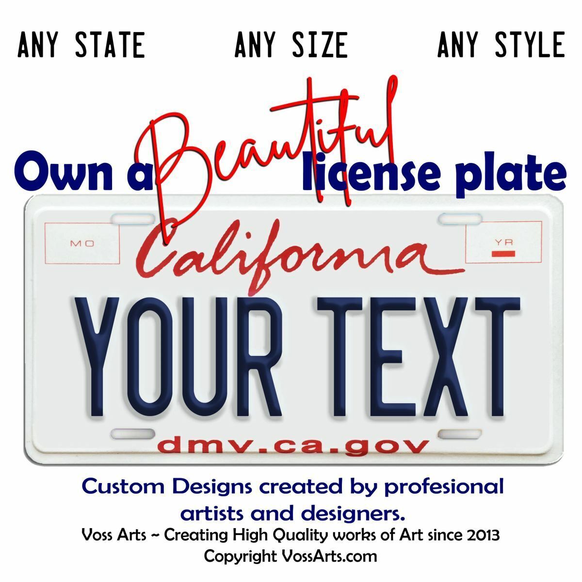 California License Plate custom personalized YOUR TEXT Car Bike Key chain Tag