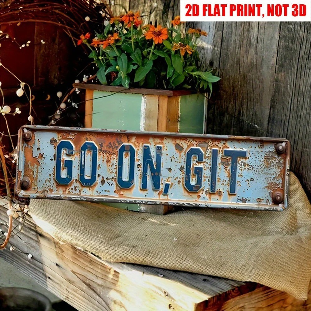 Funny Go On Git Tin Sign Vintage Backyard Bar Grill Rustic Metal Wall Decor 2D