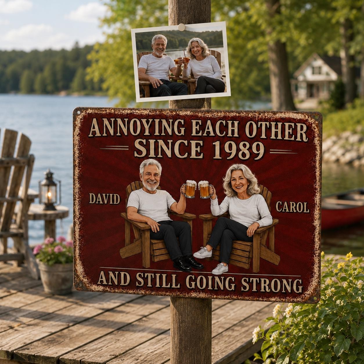 Personalized Anniversary Metal Sign, Funny Couple Gift, Custom Names & Date
