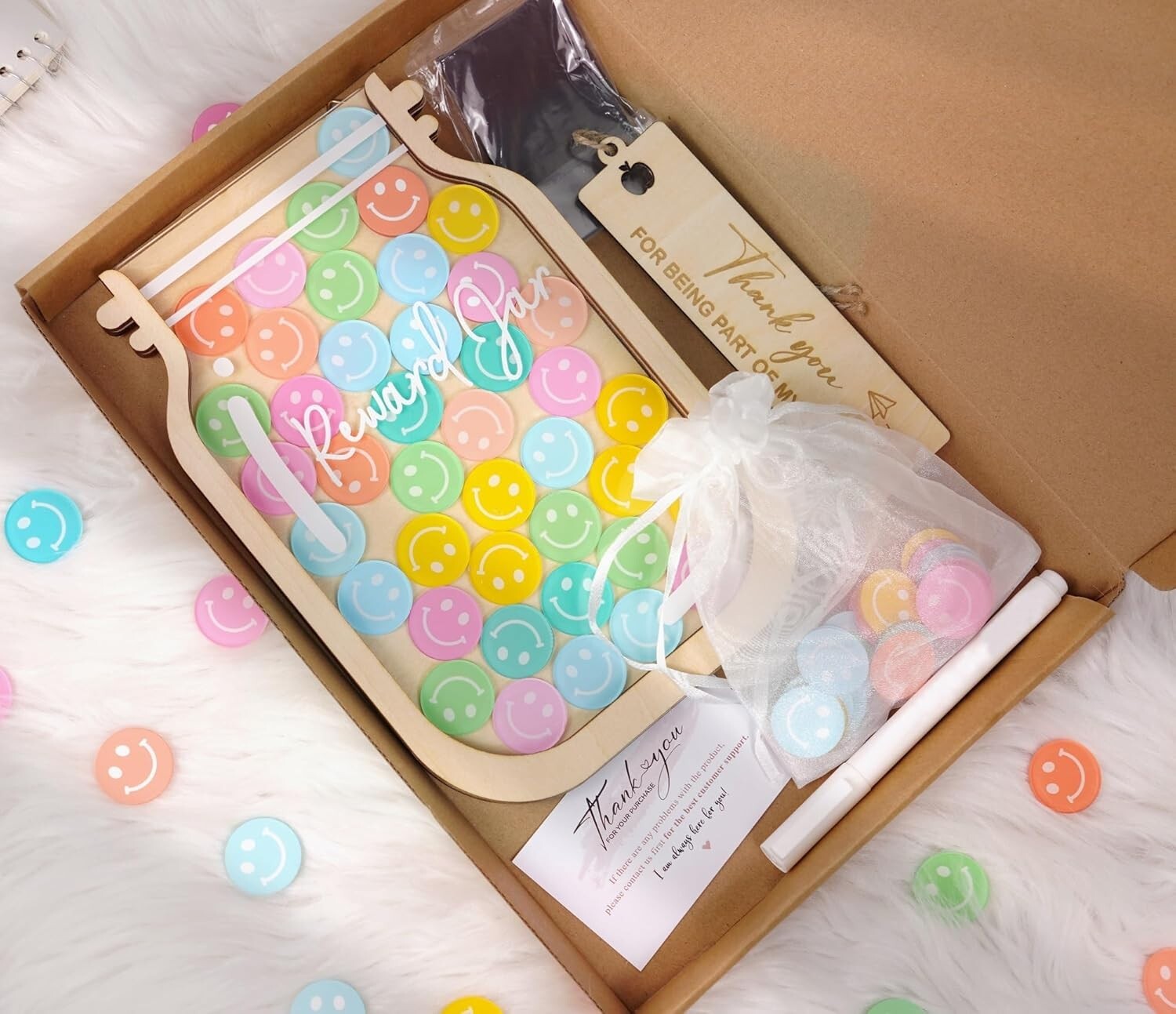 75 Tokens DIY Name Smiley Face Gifts Back To School Class Reward Jar For Kids