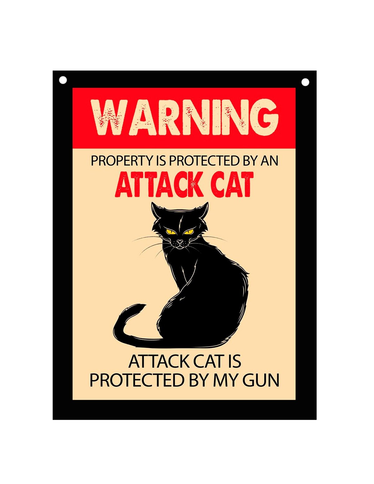 Beware of Attack CAT Metal Aluminum Sign 8″x10″ Funny Protected my Gun