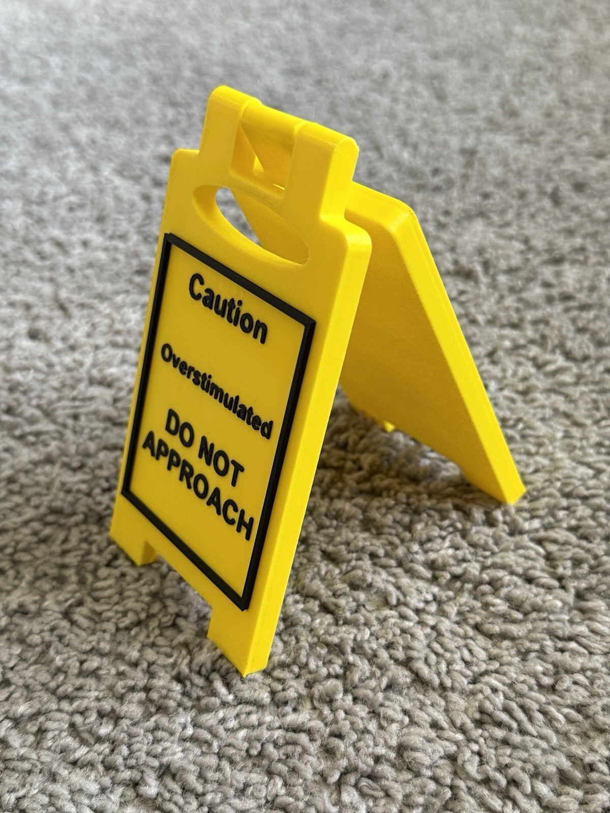 Caution Overstimulated Desk Sign – Funny Warning Sign for Office, Coworker Gift