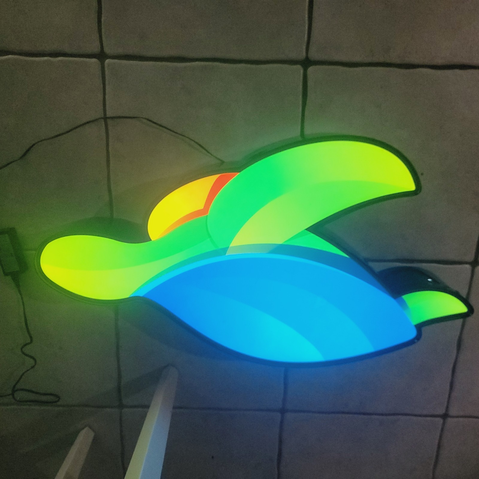 Commercial Business LED ART Large Sign 36 x 19 x 6 SEA TURTLE Aluminum Frame