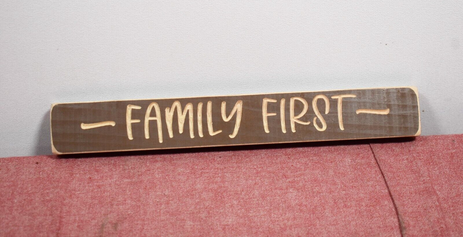 Family First Wood Sign Home Decor 12″x2″