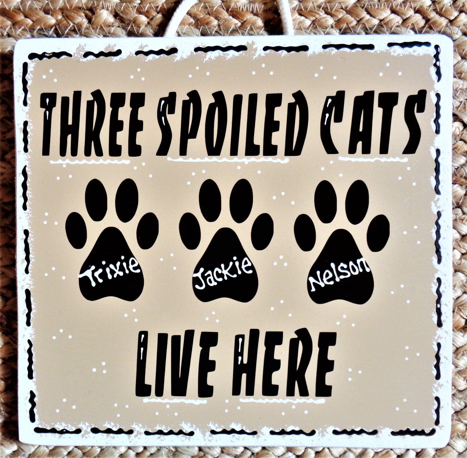 PERSONALIZE 3 Spoiled CATS Name SIGN Kennel Pet Wall Plaque Groomer Wood Craft