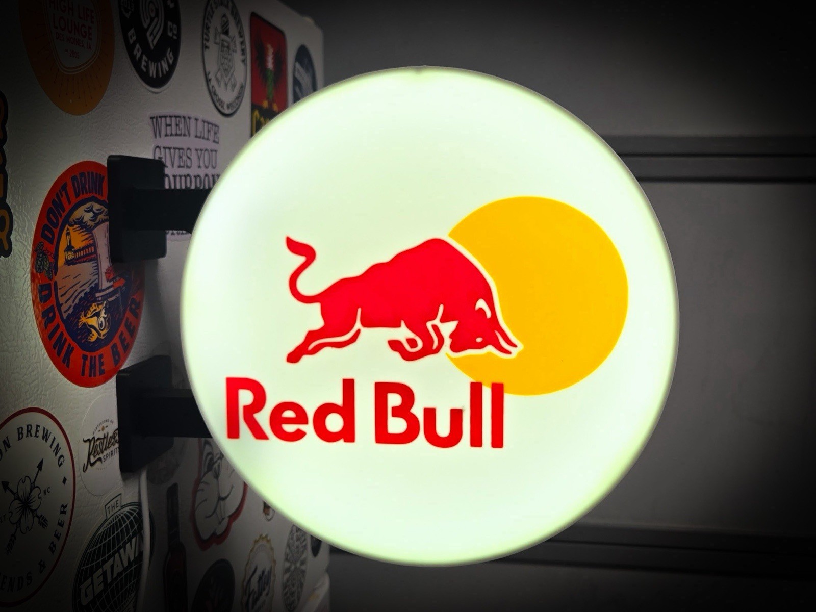 Red Bull Round LED Light Box | Double Sided Sign RGB Option