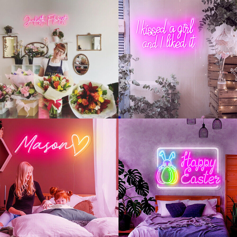 Custom Neon LED Light Night Signs Wedding Birthday Bedroom Party Beer Wall Decor