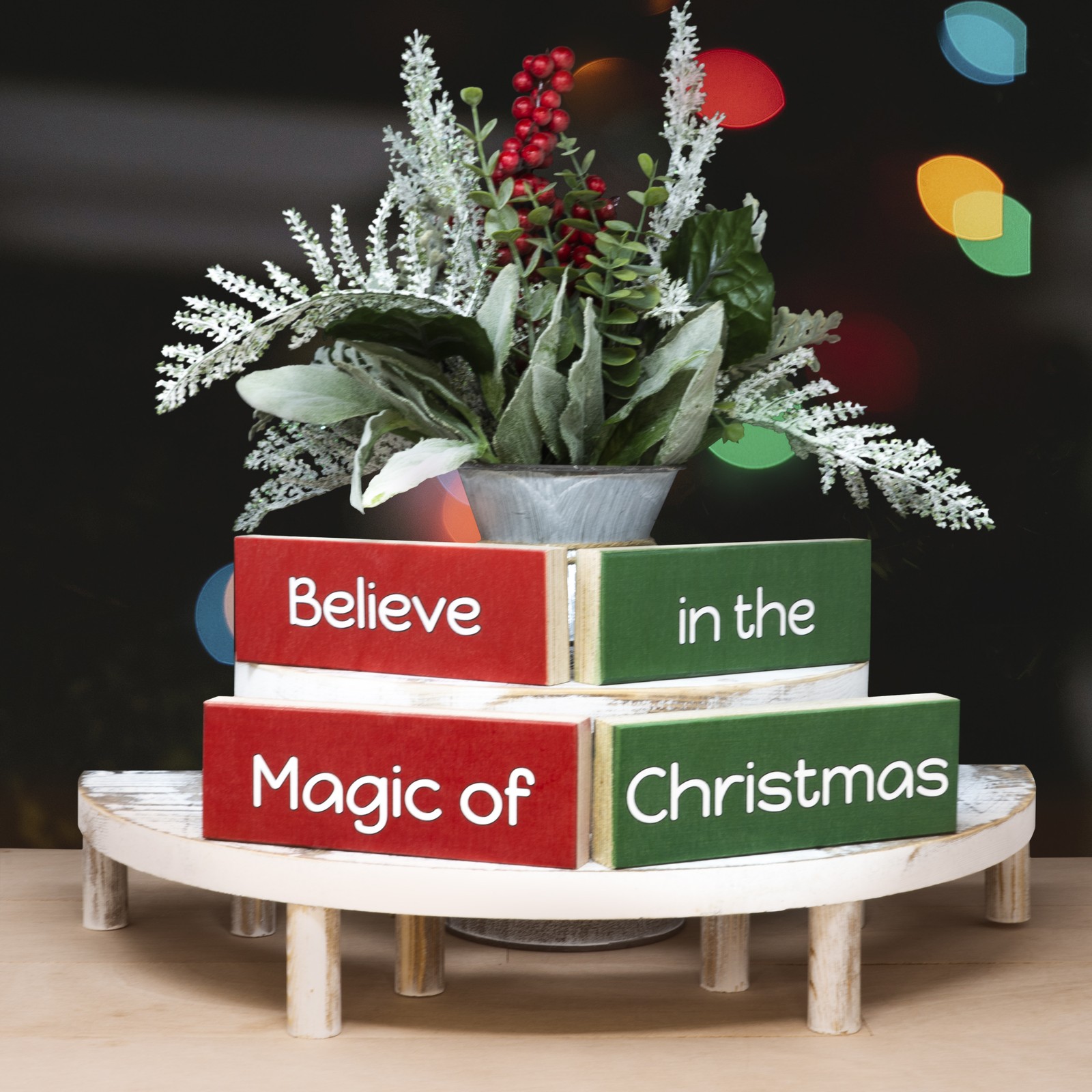 JennyGems Believe in the Magic Of Christmas 4pc Wooden Block Signs