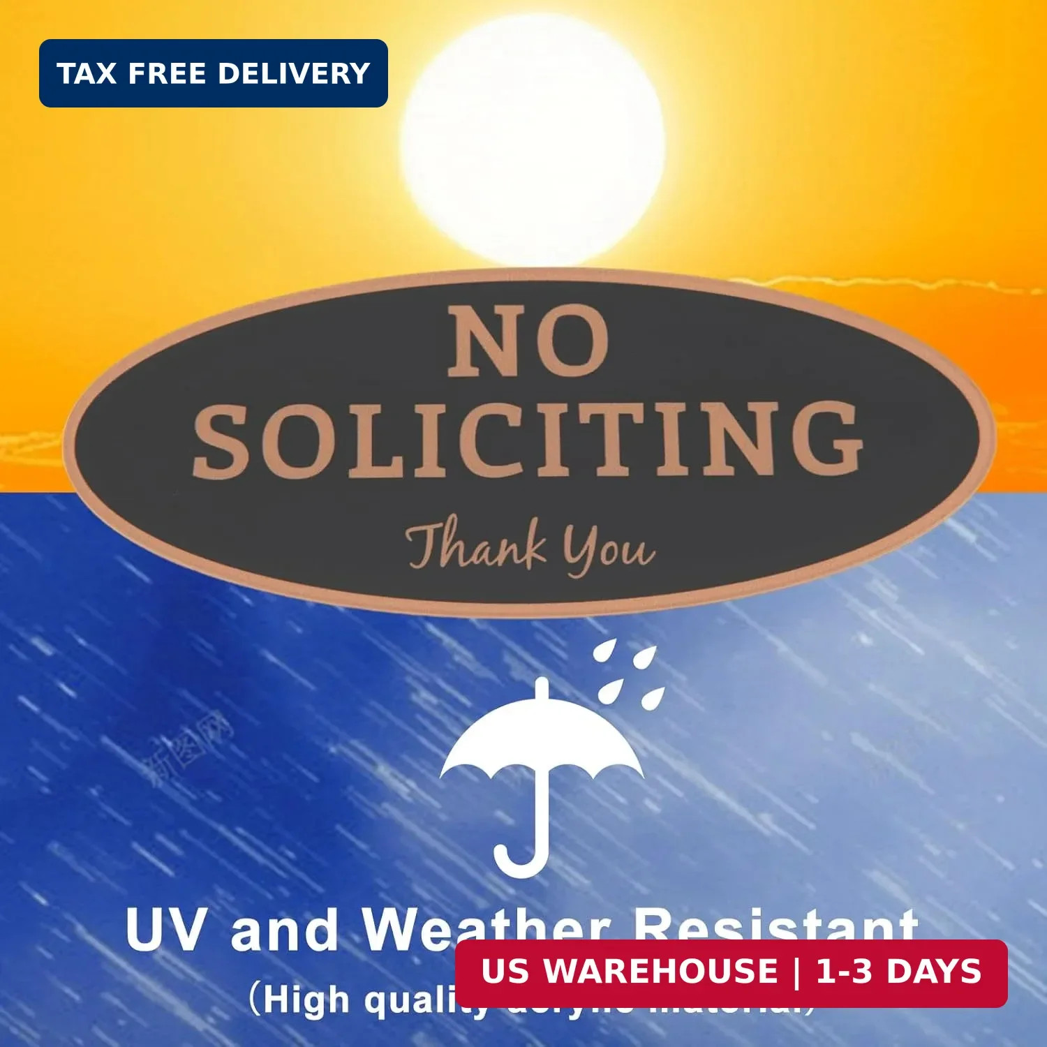 2 Pack No Soliciting Sign for House, Strong Self-Adhesive Acrylic No Soliciting