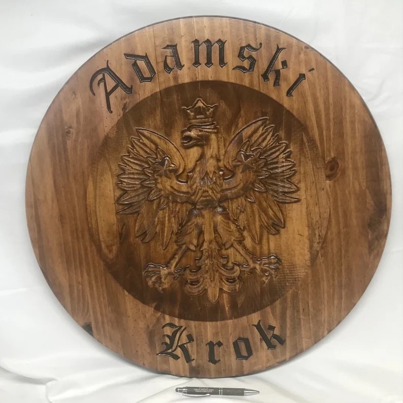 Beautifully Customize Polish Eagle with decorative border and name plaque Gift