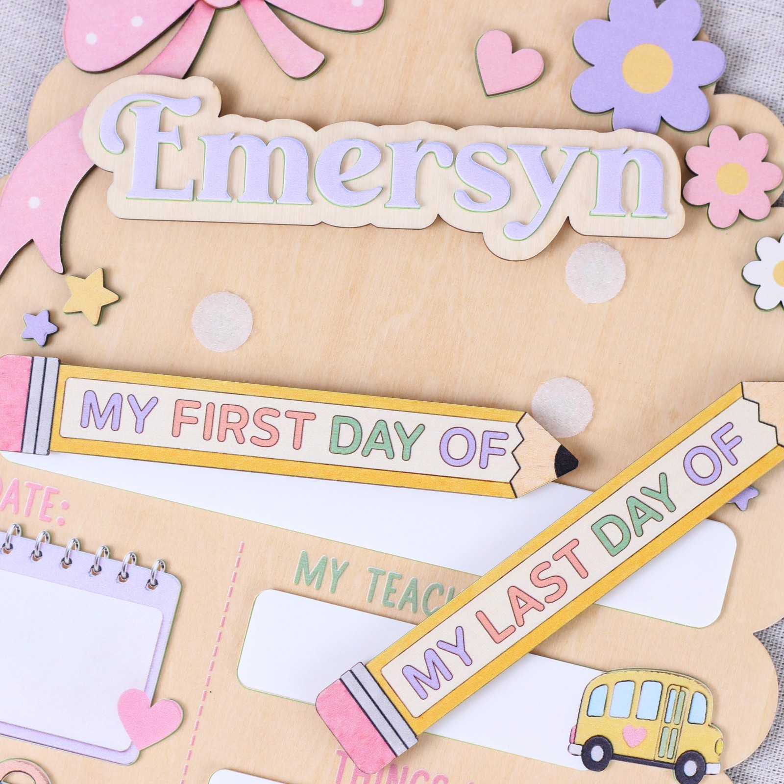 Personalized First & Last Day School Cloud Sign, Reusable Dry Erase Board
