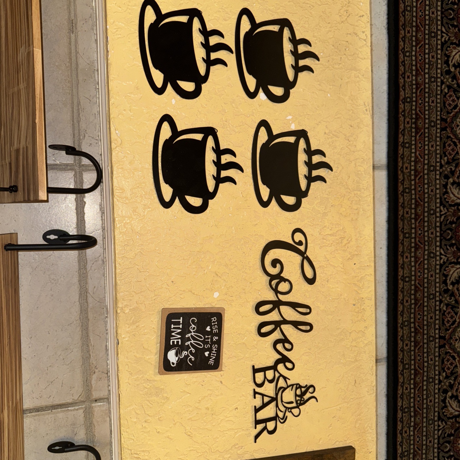 Multi Pc Metal Hanging Coffee Bar Wall Sign Coffee Station Decor for Coffee Shop