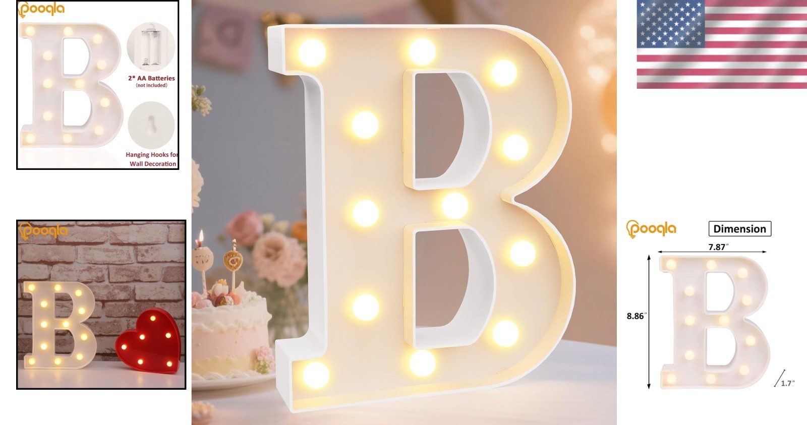 Portable ‘B’ LED Marquee Light – Ideal for Celebratory Events & Home Styling