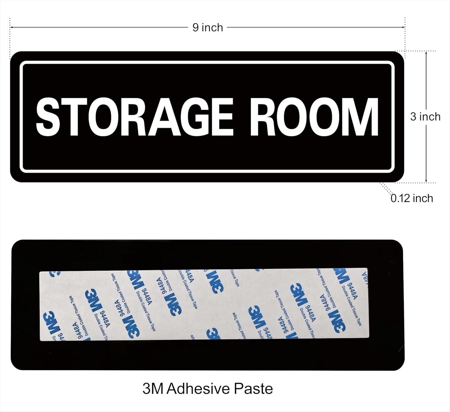 Storage Room Sign Black Acrylic, Self-Adhesive 9×3 Inch Premium Durable Acrylic