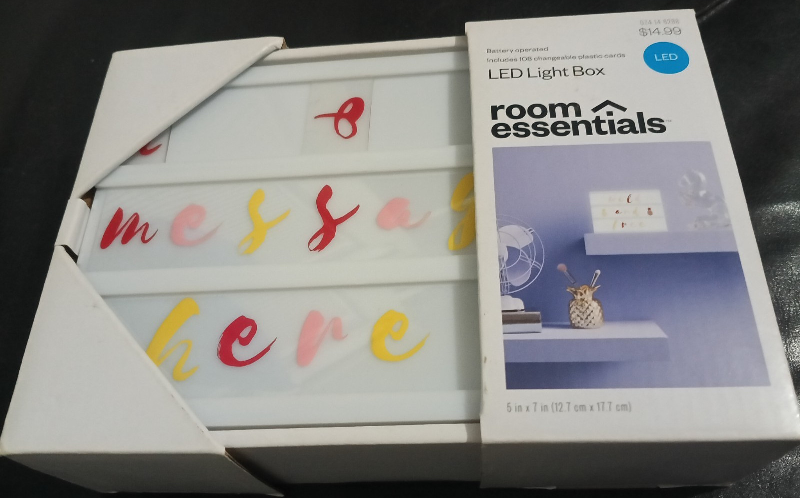 Room Essentials – 5 in X 7 in LED Light Box with 108 changeable Plastic Cards