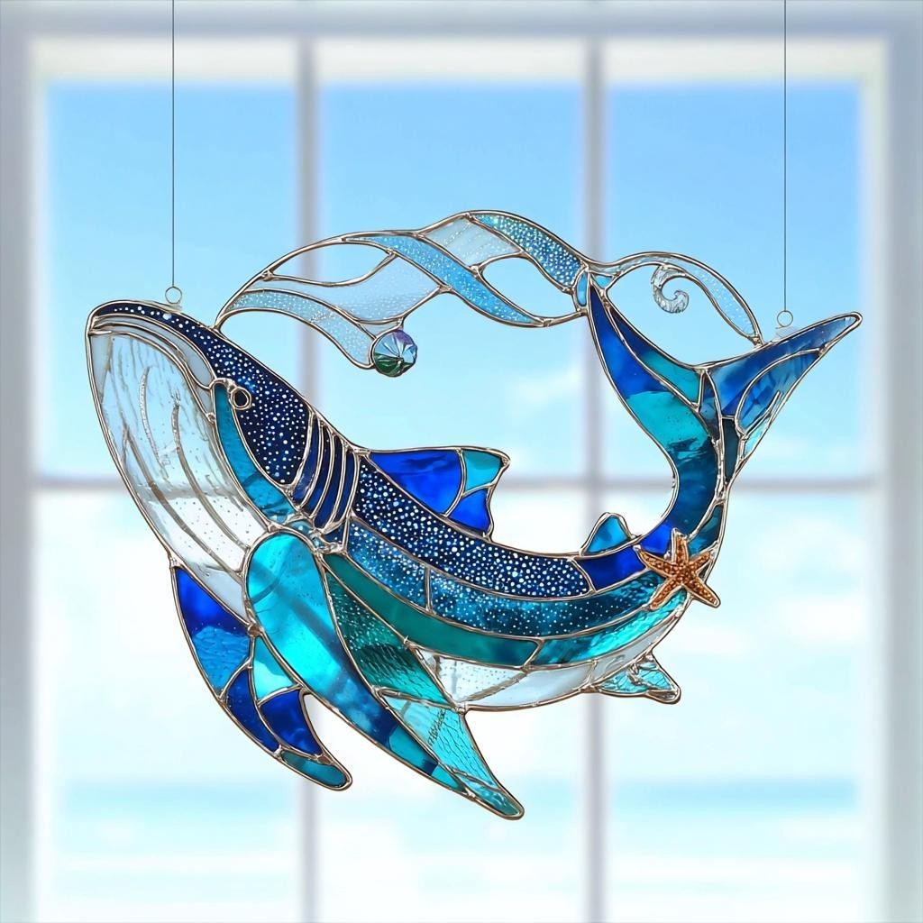 ACRYLIC Whale Shark Ocean Suncatcher, Handmade Whale Shark, Ocean Lover