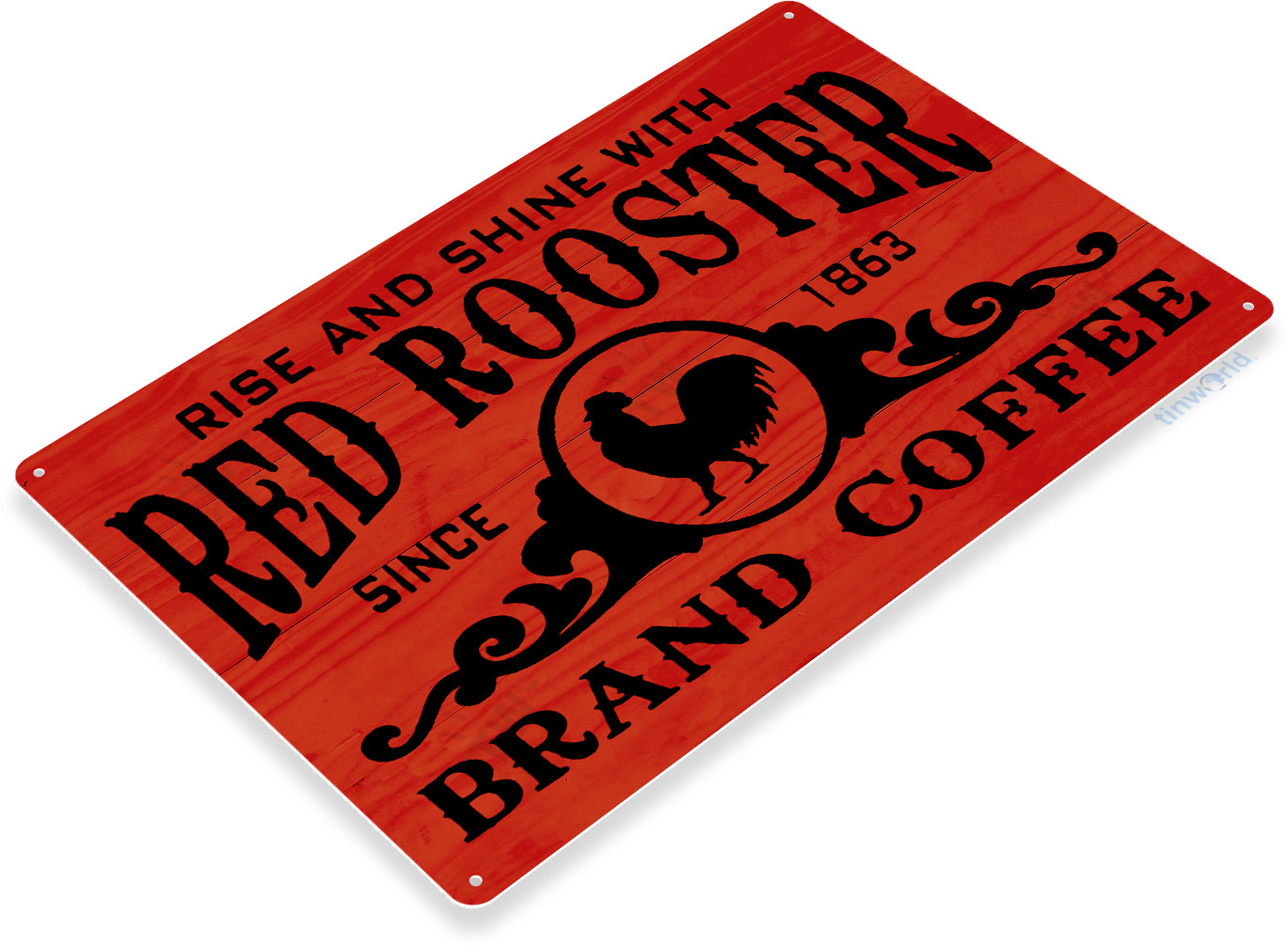 TIN SIGN Red Rooster Brand Coffee Metal Décor Café Art Kitchen Store Shop B007