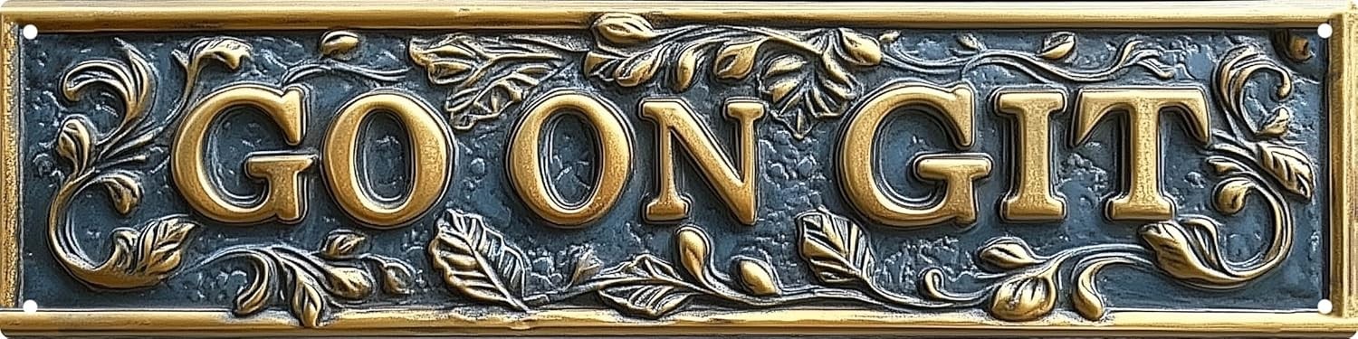 Go On Git Funny Wall Decor Tin Sign 16×4 inch