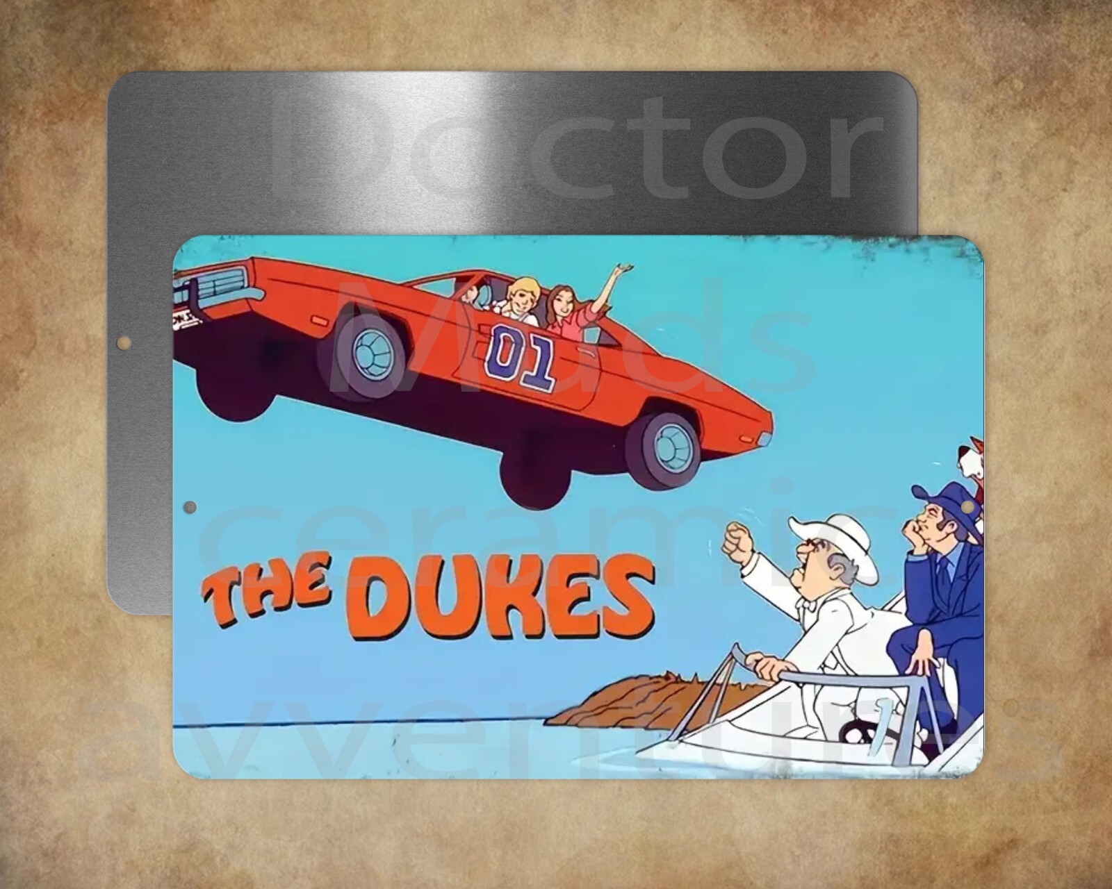 Dukes of Hazzard general lee old lunch box style image 8 x 12″ metal sign