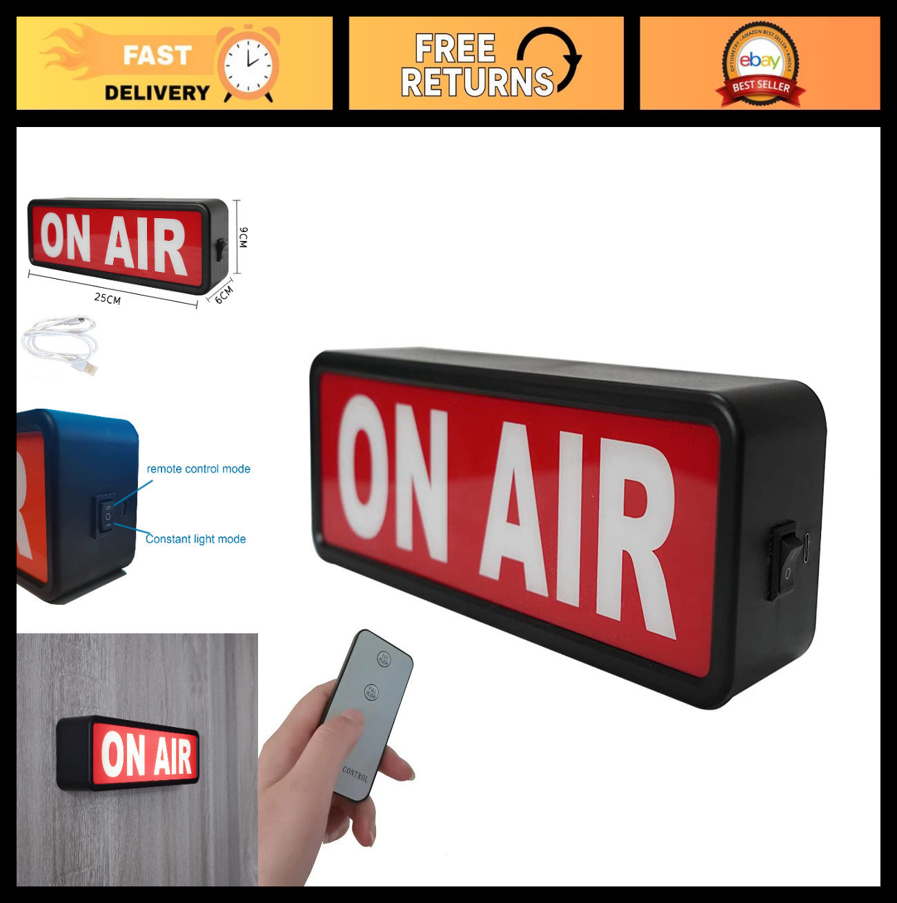 Lighted On Air Sign – Recording & Broadcast Indicator for Home Studio, Desk Deco