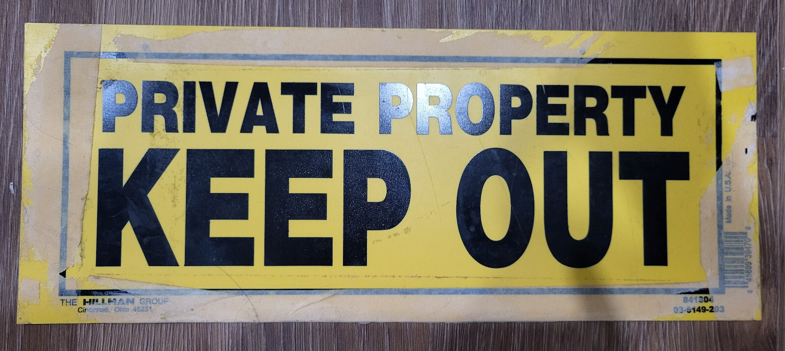 Private Property Keep Out Yellow Plastic Sign