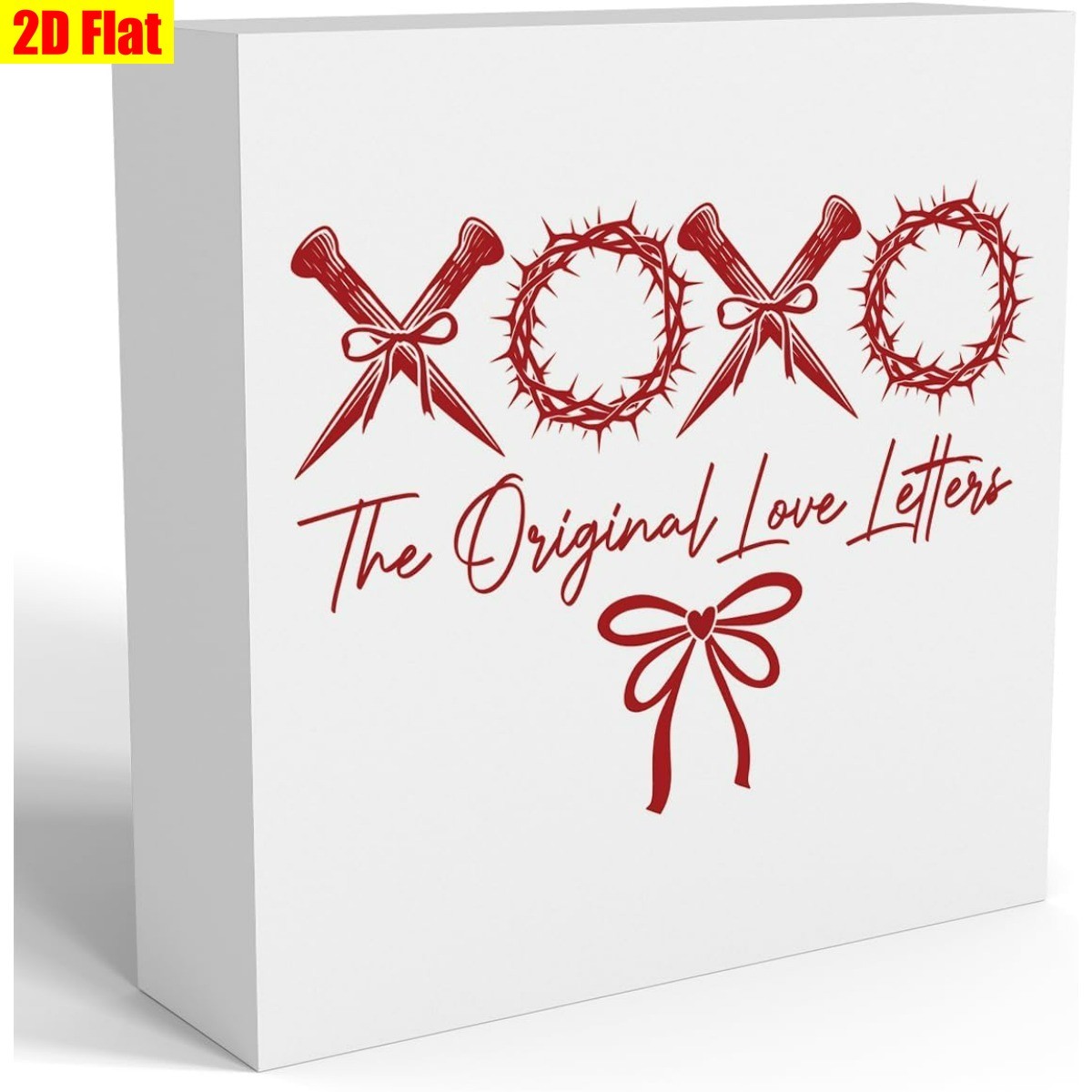 5x5in Wooden Box Decor “XOXO The Original Love Letters” Religious Love Sign Gift