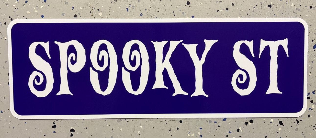 Metal Purple Spooky Street Sign 18×6 By SSMG