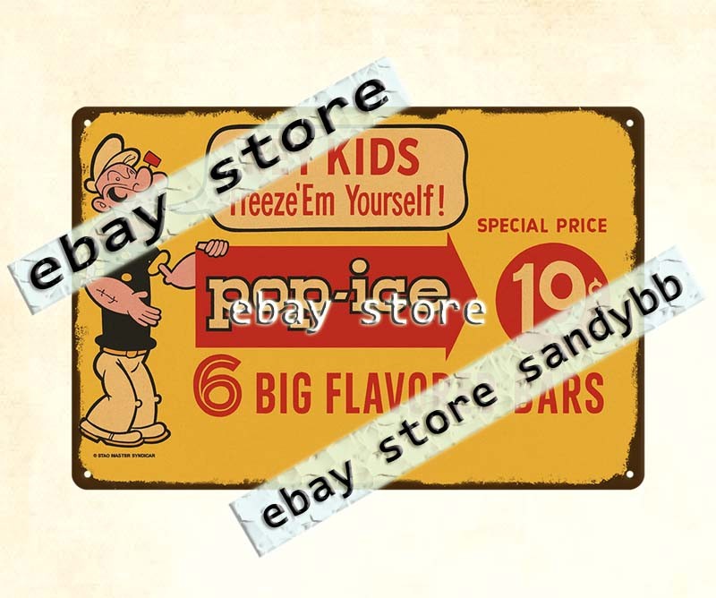 1950s POPEYE POP-ICE ICE CREAM nostalgia food poster tin sign
