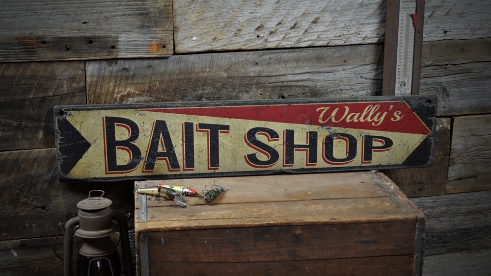 Custom Lake House Bait Shop Sign – Rustic Hand Made Vintage Wooden