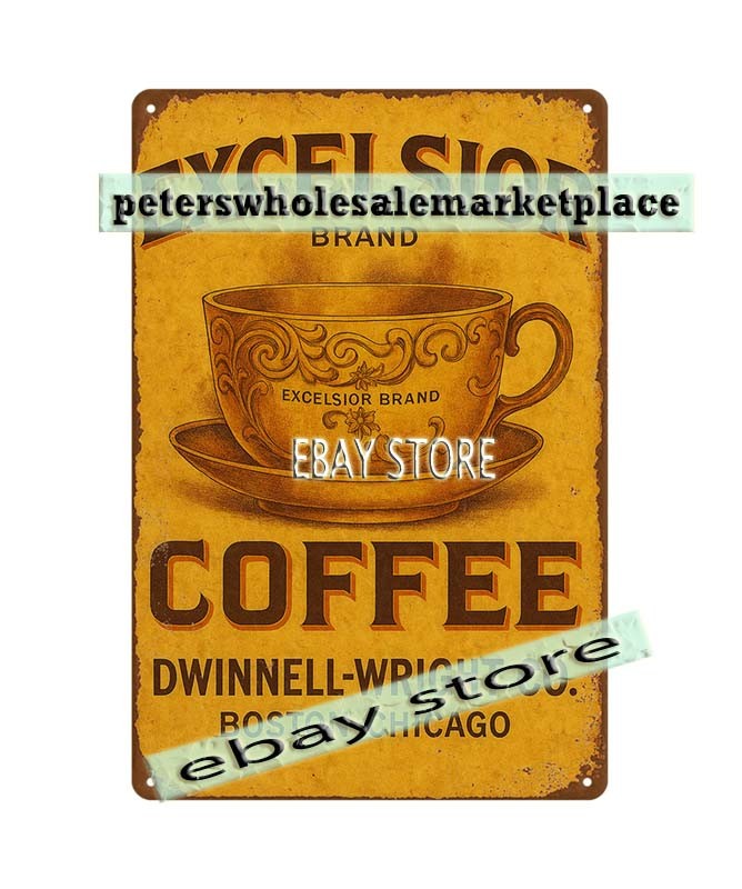 Excelsior Coffee old general store tin sign