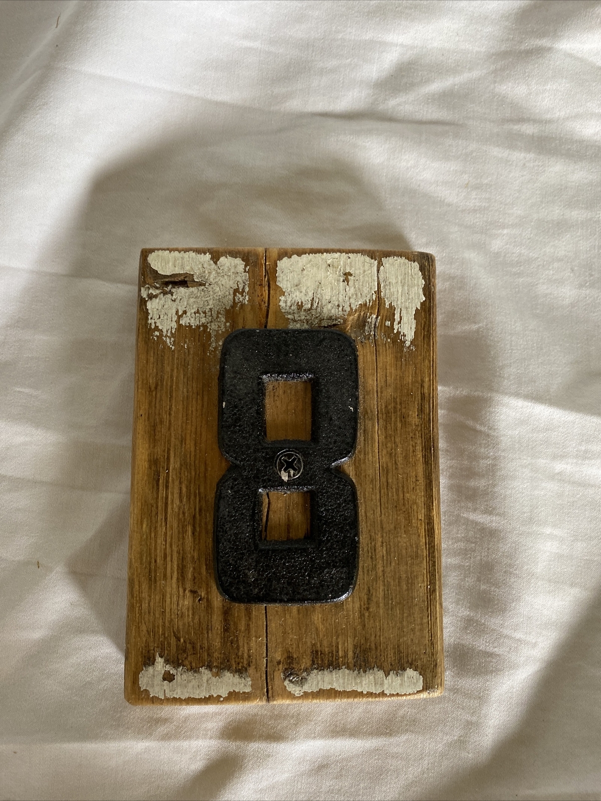 Rustic Reclaimed Wood House Number with Black Aluminum Number ~ 8
